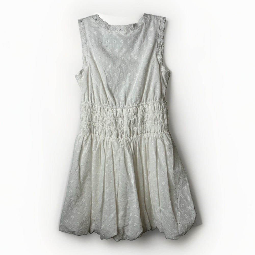 Princess Polly Bubble Hem Mini Dress White Eyelet Feminine Romantic Sz 6